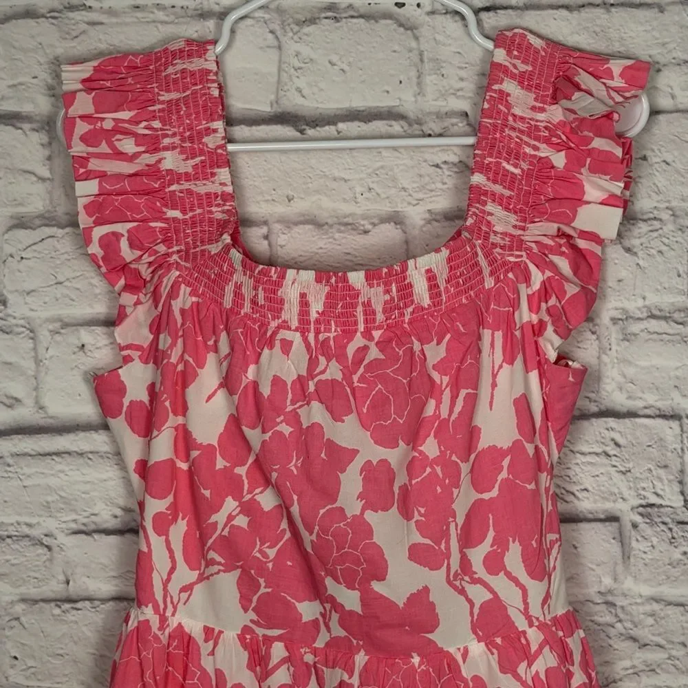 English Factory Pink Floral Backless Midi Dress Size M Resort Cottagecore - Picture 7 of 10